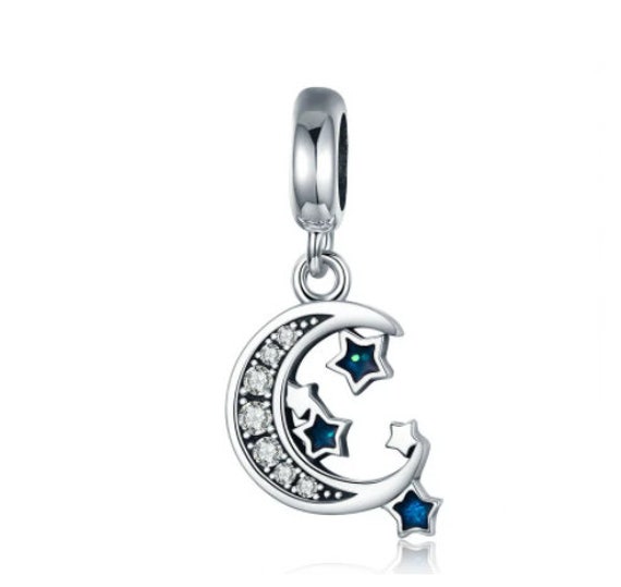 Charms for Pandora Bracelet Dangling Moon Stars Charm 925