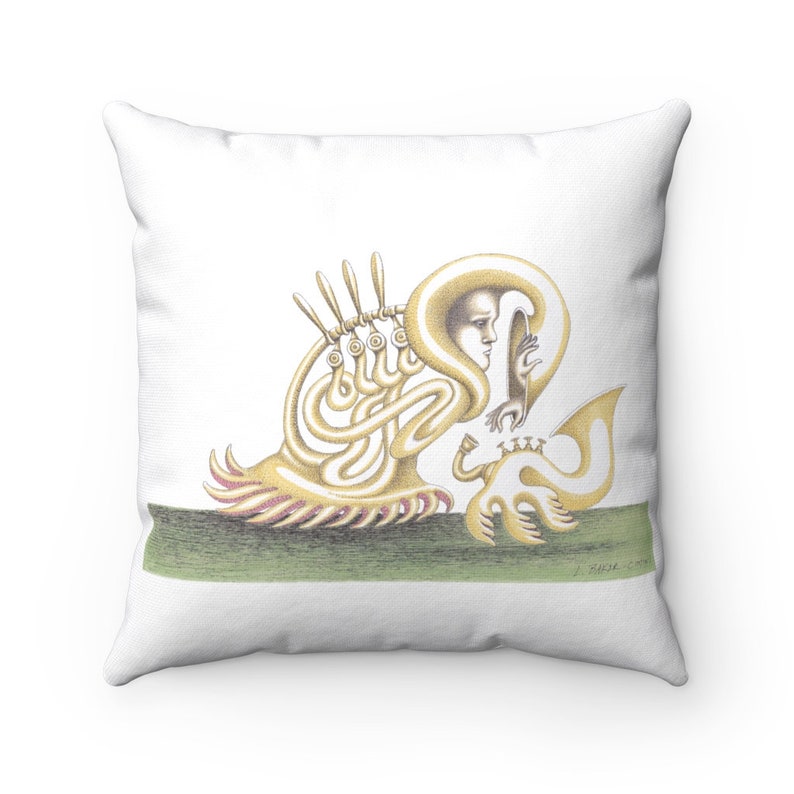 Surreal Satire Cartoon Pillow Lugubrious Skootch Square Pillow Linda Baker-Cimini Whimsical Music Pillow 18 Square Pillow