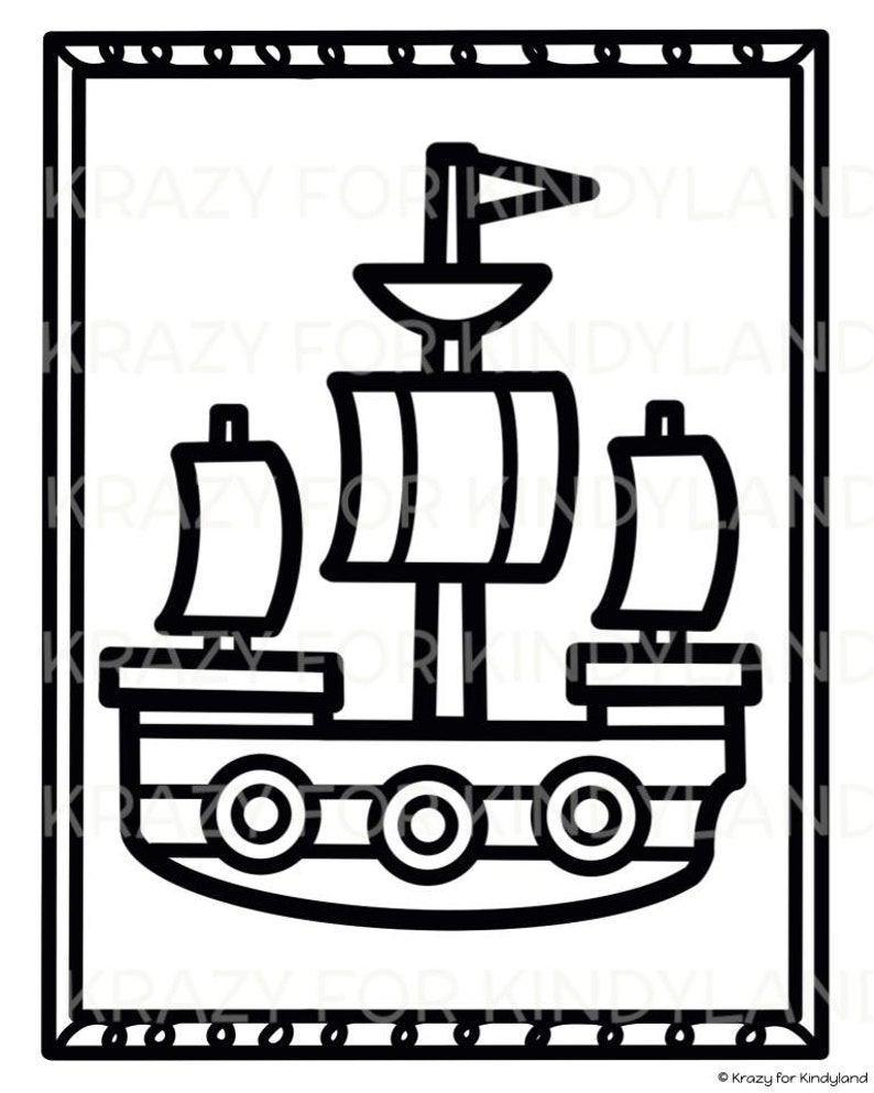 Pirate Coloring Pages Booklet: Parrot, Cannon, Anchor, Ship, Treasure ...