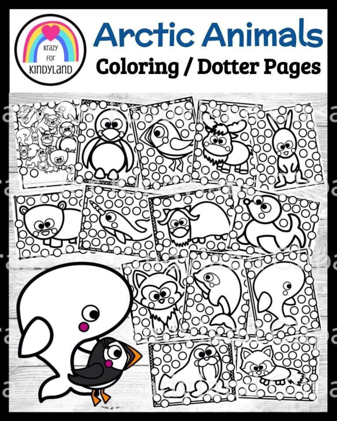 February Coloring, Dotter Activity Pages: Hibernation, Valentine's