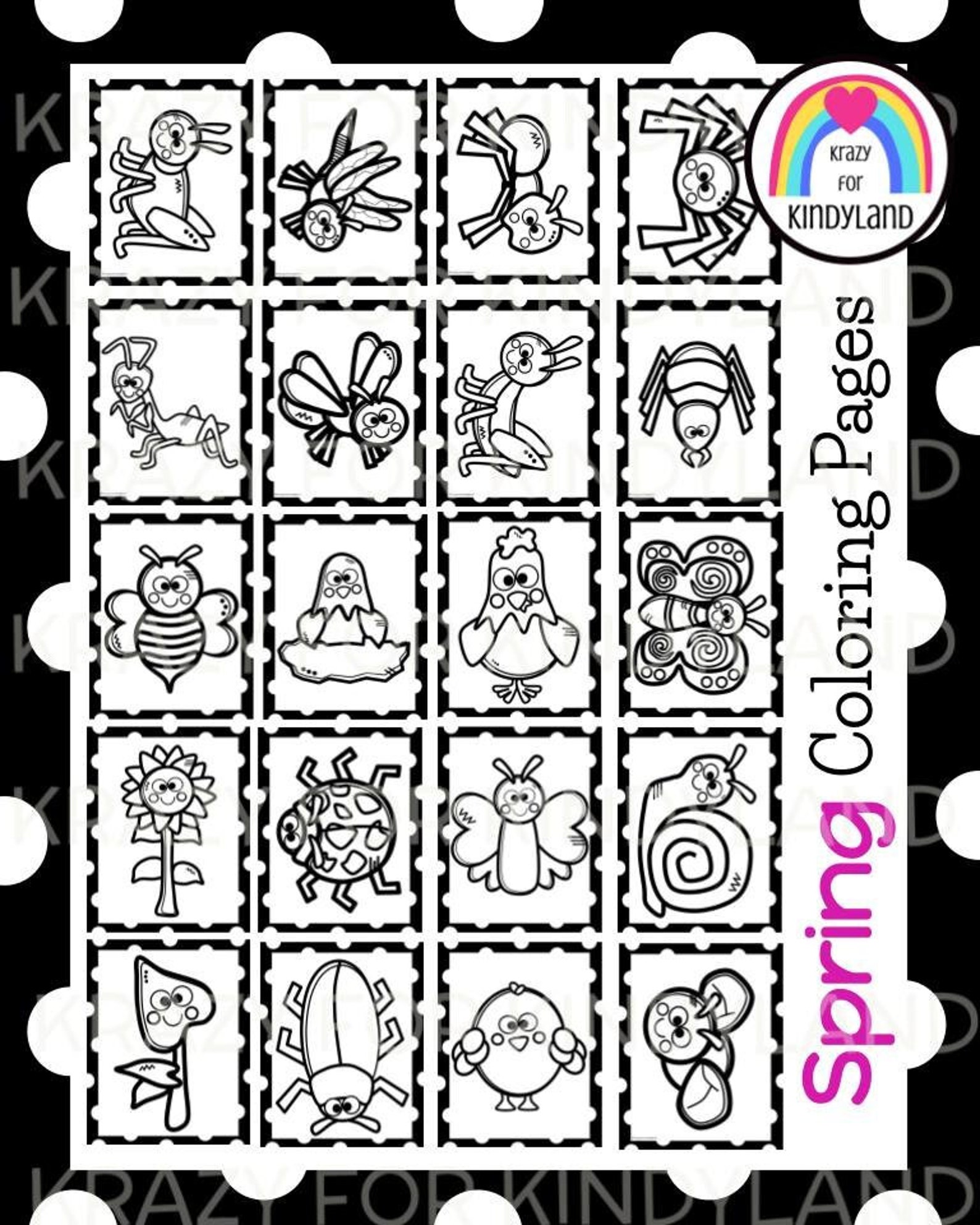 Spring Coloring Pages, Bugs, Plants, Ladybug, Butterfly, Bee, Bird ...
