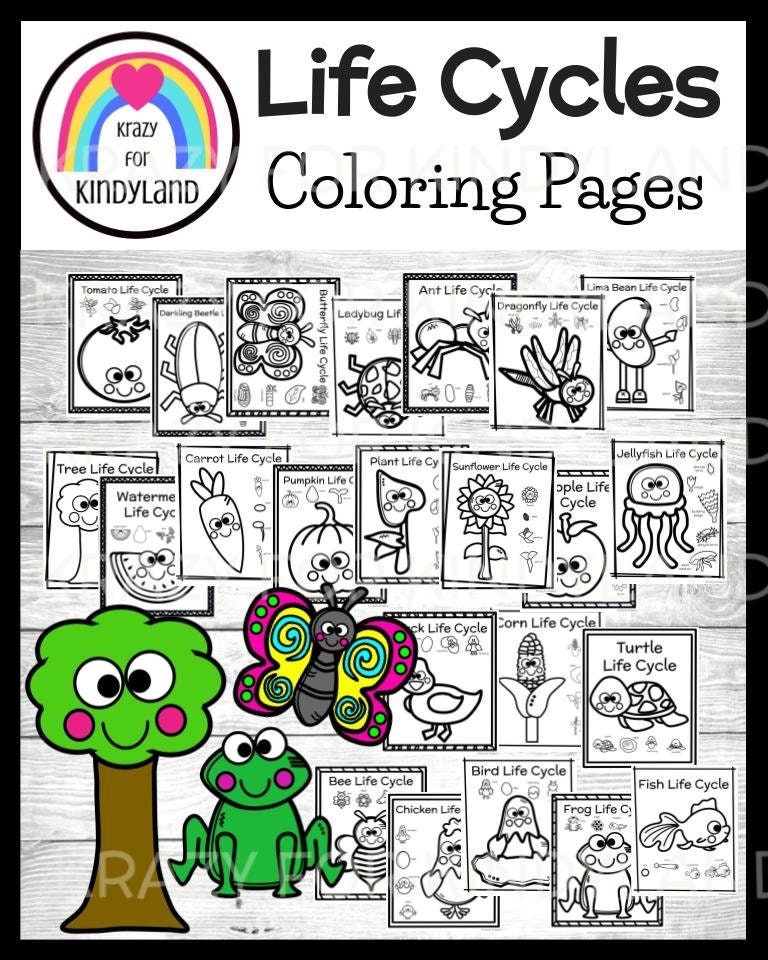 Life Cycle Coloring Pages Booklet: Plant Parts, Garden, Animals ...