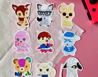 Animal Crossing New Horizons Villagers Glossy Vinyl Sticker pack, Zucker, Marina, Sherb, Raymond, Marshall, Fauna, Coco, Stitches, Lucky