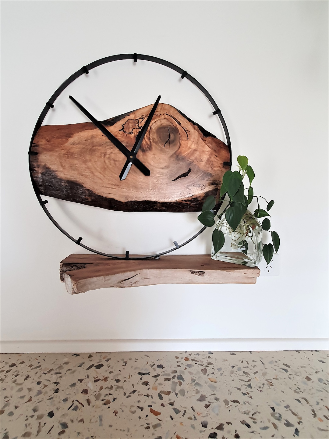 Custom Made Wall Clock 50cm to 60cm, Australian Handmade Wood & Steel