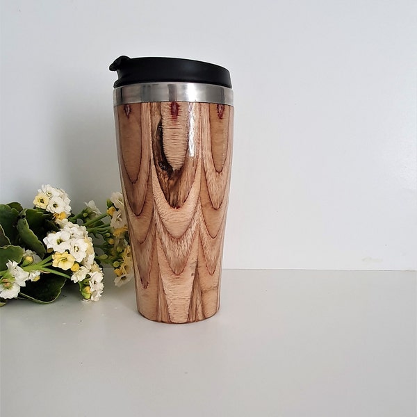 Beker met deksel, reisbeker groot, bedankje, handgemaakte houten koffiereisbeker, bewaarbeker, houten mok, herbruikbare beker, Australisch gemaakt