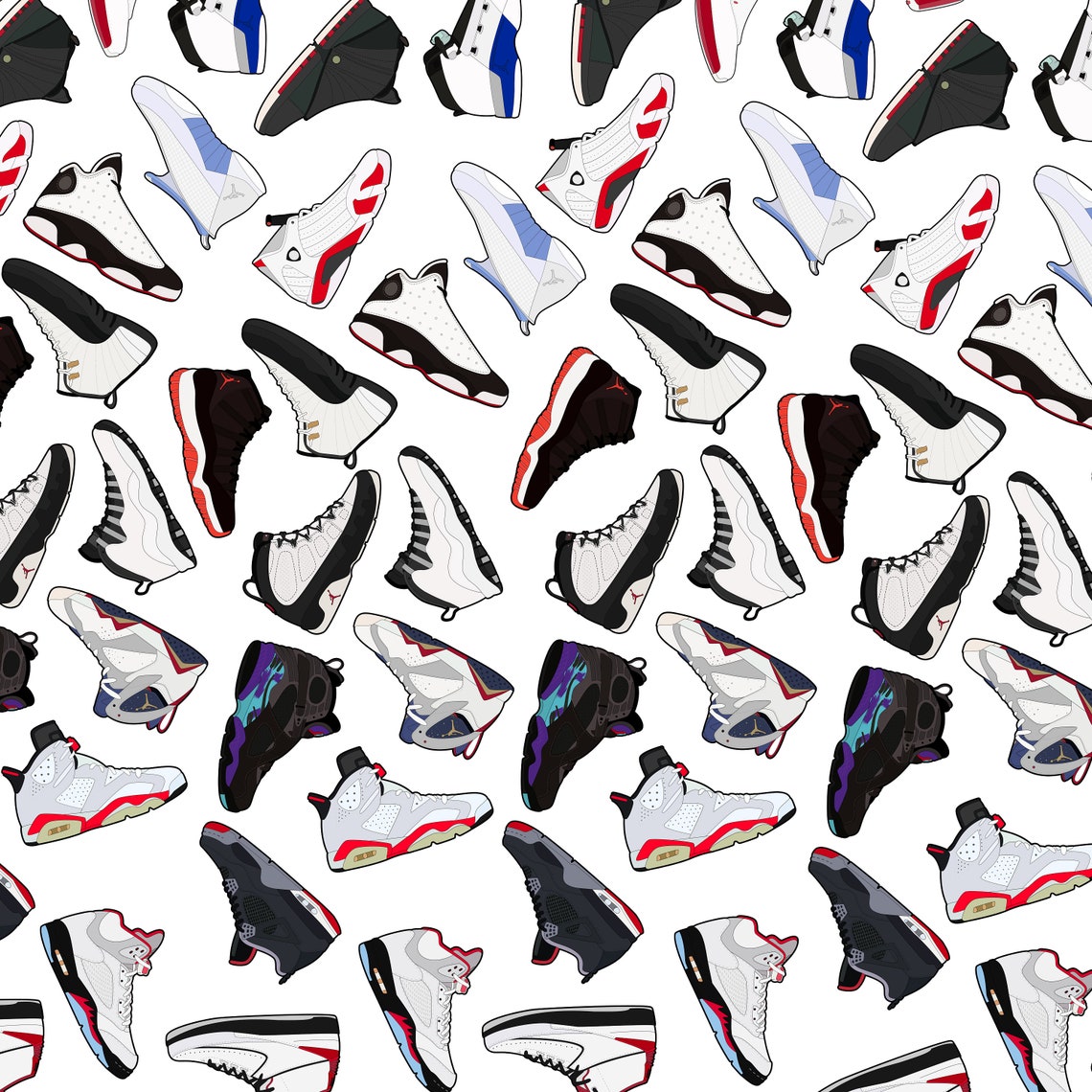 Air Jordan Collection 114 Illustration Pattern Hypebeast Etsy
