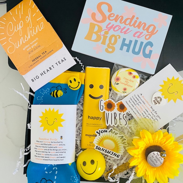 Sending you a big hug / encouragement / sunshine gift box/sending sunshine/sunflower gift/bff care package/collage gift