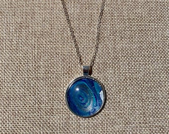 Abstract Art Pendant Necklace: Fluid Acrylic Skin Jewelry