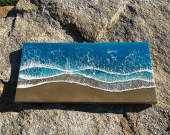 Resin Ocean Painting: 8x16 - Iridescent Mermaid Blues