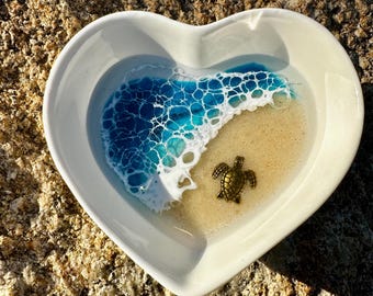 Heart Trinket Tray — Teal Tide