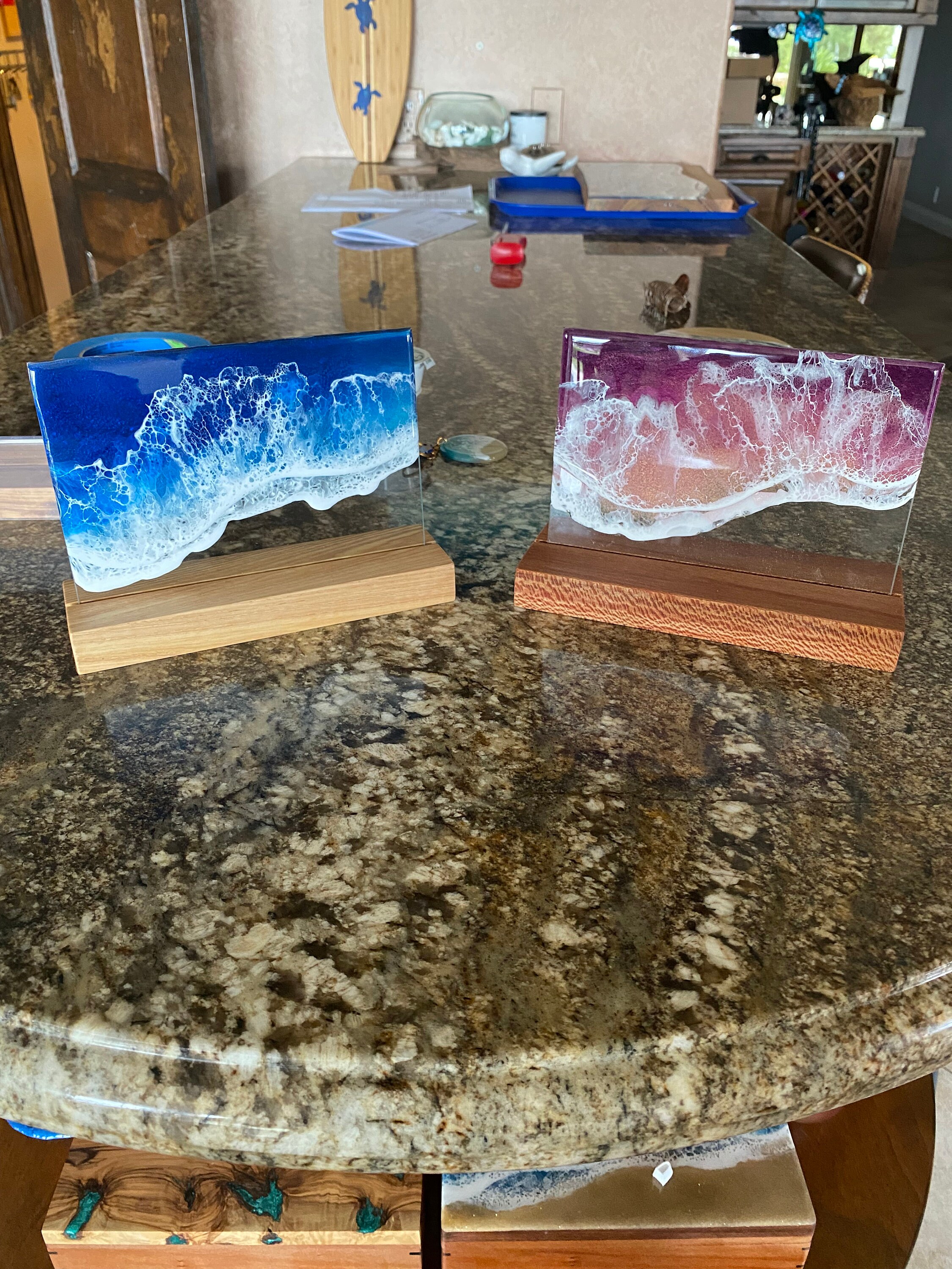 Ocean Resin Art Ocean Painting on Glass Ocean Wall Art Etsy