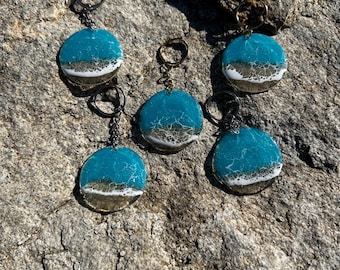 Round Keychain — Teal Tide