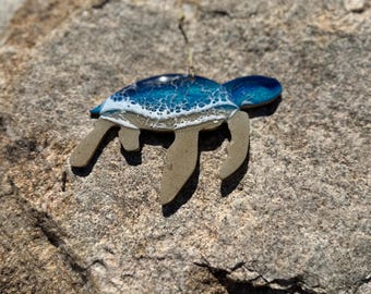 Sea Turtle Ornament, Ocean Resin Turtle Decor