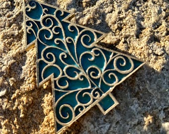 Ocean Resin Art Christmas Tree Ornament, Beachy Colors