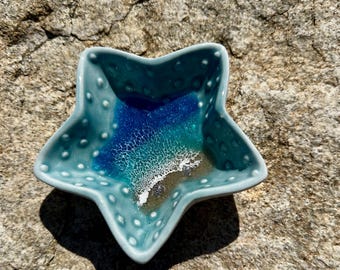 Starfish Ceramic Ring Dish: Ocean Resin Art Trinket Tray