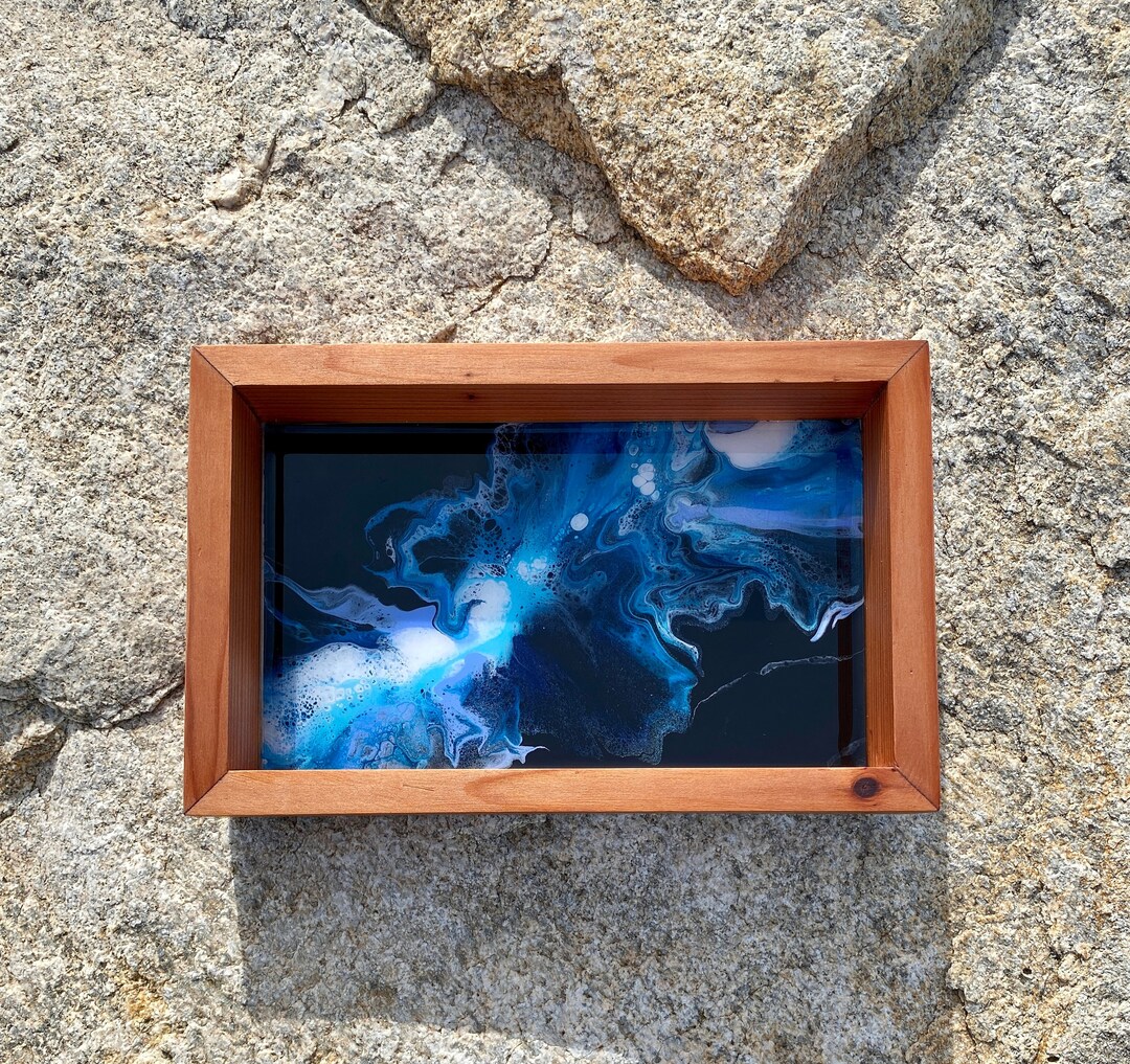 Abstract Tray, Handmade Wood Tray, Abstract Painting, Original Abstract, Dutch Pour Tray, Resin