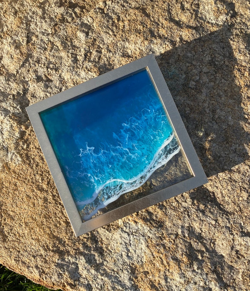 Ocean Resin Art Ocean Painting on Glass Ocean Wall Art Etsy