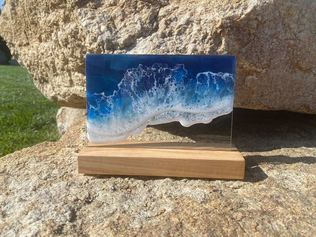 Ocean Resin Art Ocean Painting on Glass Ocean Wall Art Etsy