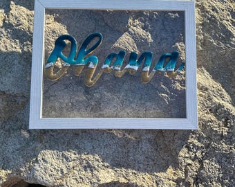 Beauty of Ohana - Resin Ocean Painting: 11x14 Beach Scene with Real Sand
