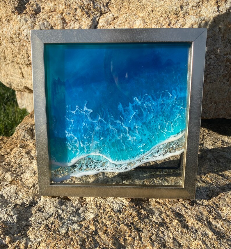 Ocean Resin Art Ocean Painting on Glass Ocean Wall Art Etsy