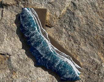XL California Ocean Resin Art: Beach Home Decor, Coastal Wall Hanging
