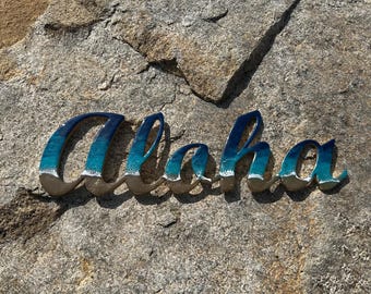 Ocean Resin Aloha Sign: Beach Decor, Mermaid Blue Art