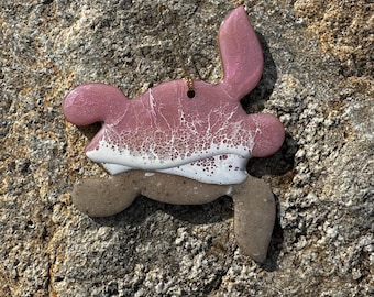 Resin Sea Turtle Ornament: Pink Ocean Beach Decor