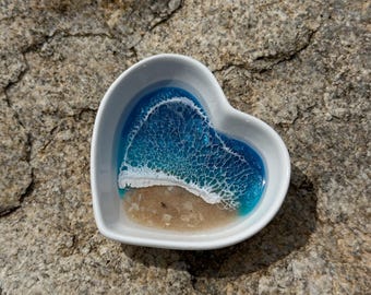 Heart Trinket Tray — Iridescent Blues