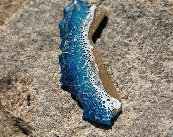 California Ornament, Ocean Resin Ornament in the shape of California