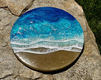 Iridescent Oceans 16 inch round- Resin Painting