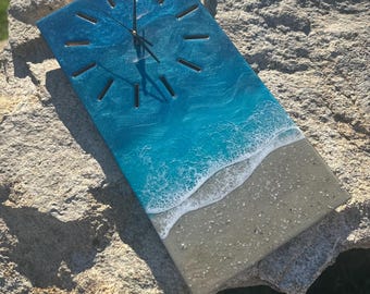 Ethereal Ocean Resin Rectangle Clock - 10x20 inch