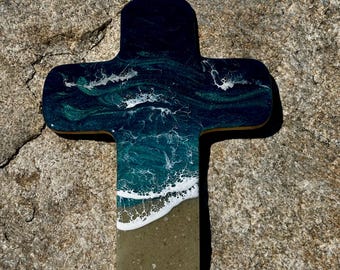 Ocean Cross Art — Deep Sea Blue