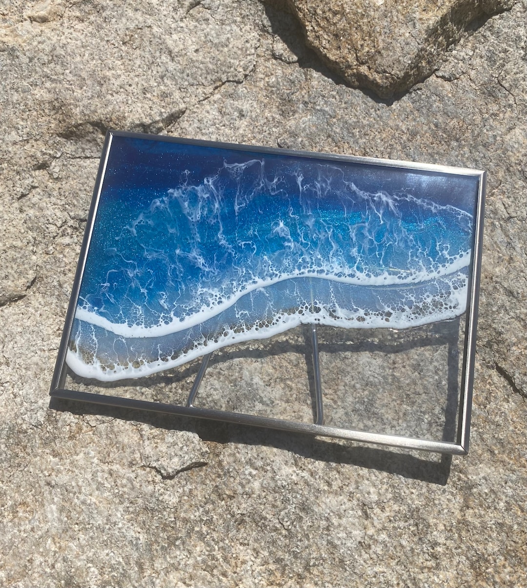 Ocean Resin Art Ocean Painting on Glass Ocean Wall Art Etsy