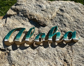 Ocean Resin Aloha Sign: Beach Decor Art (Made to Order)