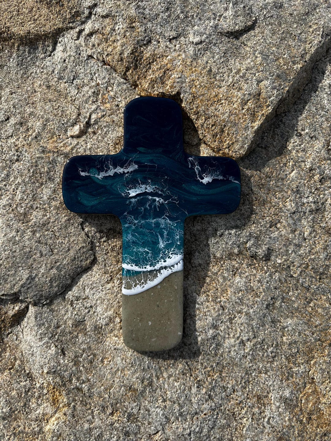 Ocean Cross Art — Deep Sea Blue - Etsy