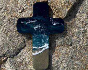 Ocean Cross Art — Deep Sea Blue