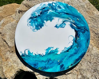Abstract Ocean Wave Art - Maui Waters by Abstract - 22 in round