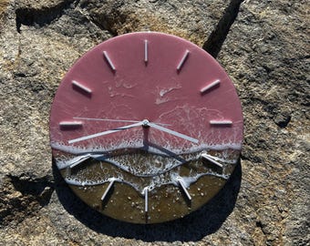 Ocean Resin Clock: 12" Coastal Decor, Real Sand Beach