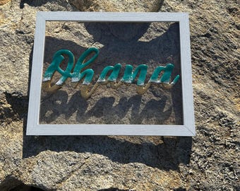 Beauty of Ohana - Resin Ocean Painting: 11x14 Beach Scene with Real Sand