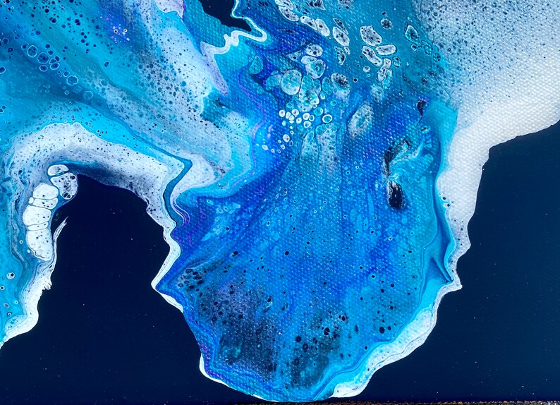 Black Dutch Pour Abstract Painting: Iridescent Fluid Art (12x24) - Etsy