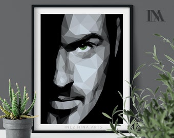 George Michael Poster, Wall Art, Printable Portrait, Geometric, Low Poly, Polygon, Downloadable Digital Print, Celebrity, Minimalist, Gift