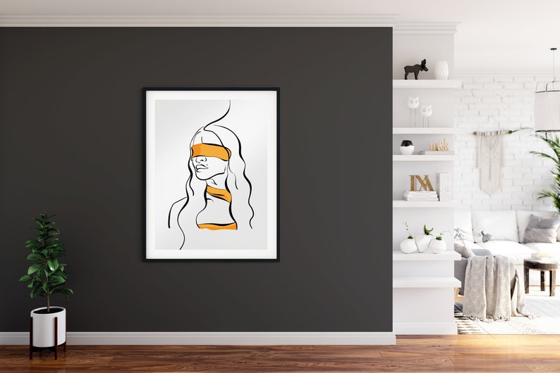 Minimalist Wall Art, Abstract, Girl Portrait, Printable, One Line Drawing, Poster, Downloadable Digital Print, Illustration, Gift image 4