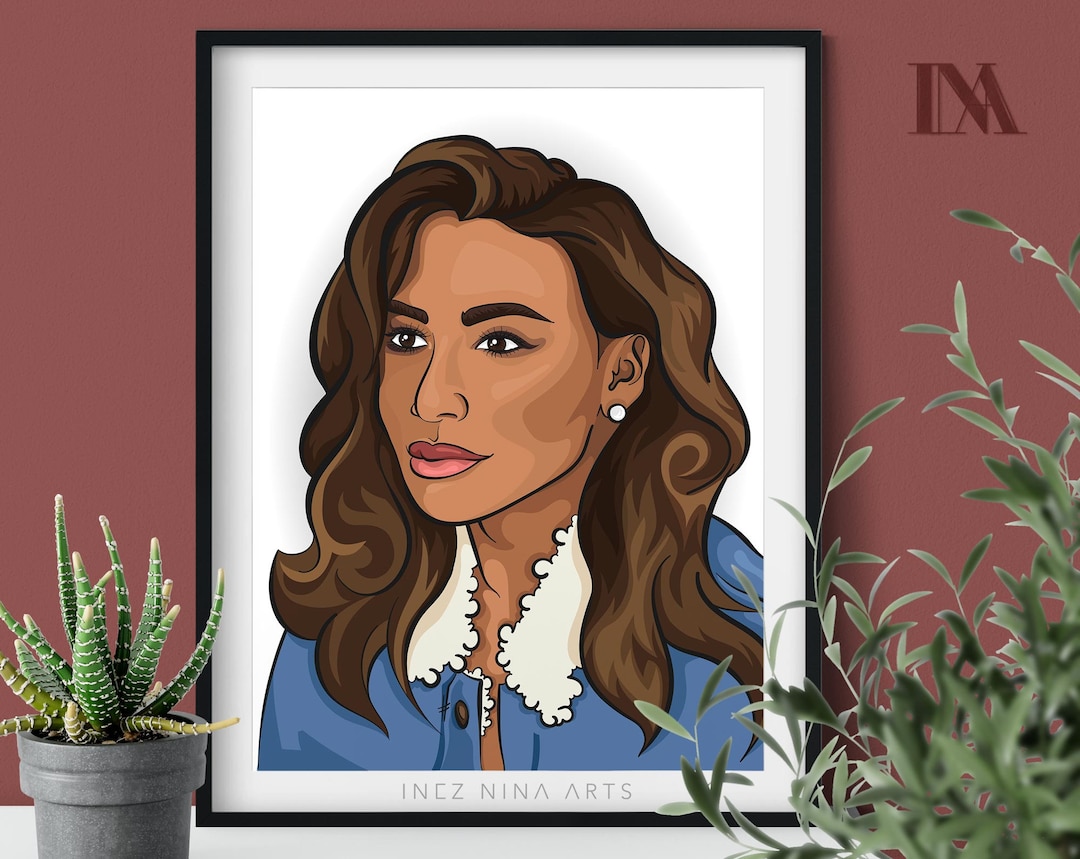 Naya Rivera Portrait, Printable Wall Art, Cartoon, Home Decor, Poster ...