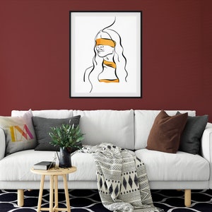 Minimalist Wall Art, Abstract, Girl Portrait, Printable, One Line Drawing, Poster, Downloadable Digital Print, Illustration, Gift image 2