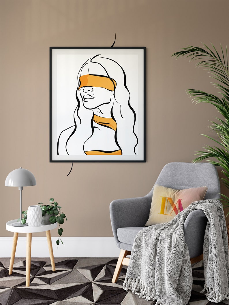 Minimalist Wall Art, Abstract, Girl Portrait, Printable, One Line Drawing, Poster, Downloadable Digital Print, Illustration, Gift image 3