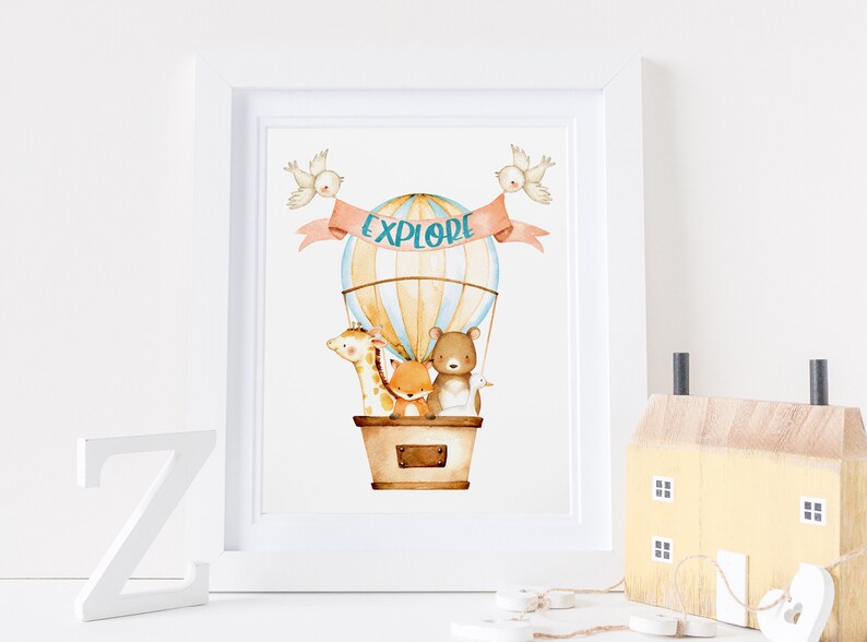 Hot Air Balloon Nursery Decor Printable Wall Art Etsy