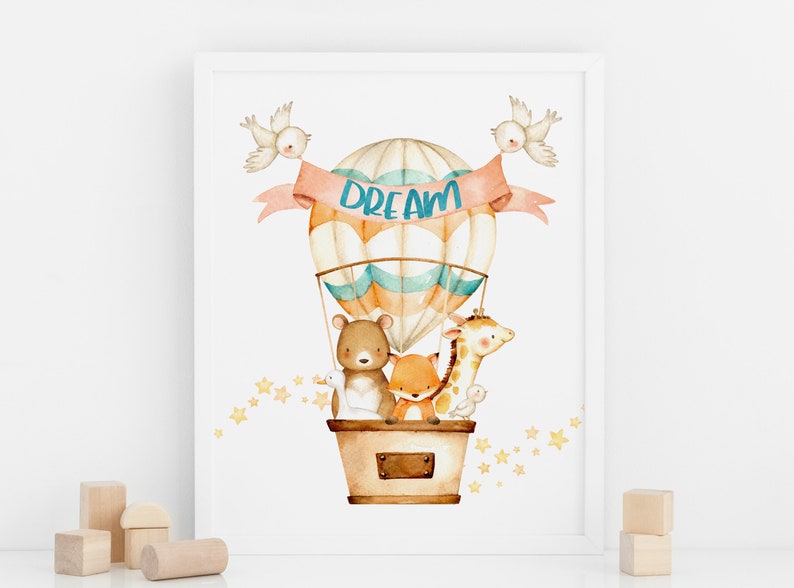 Hot Air Balloon Nursery Decor Printable Wall Art Etsy