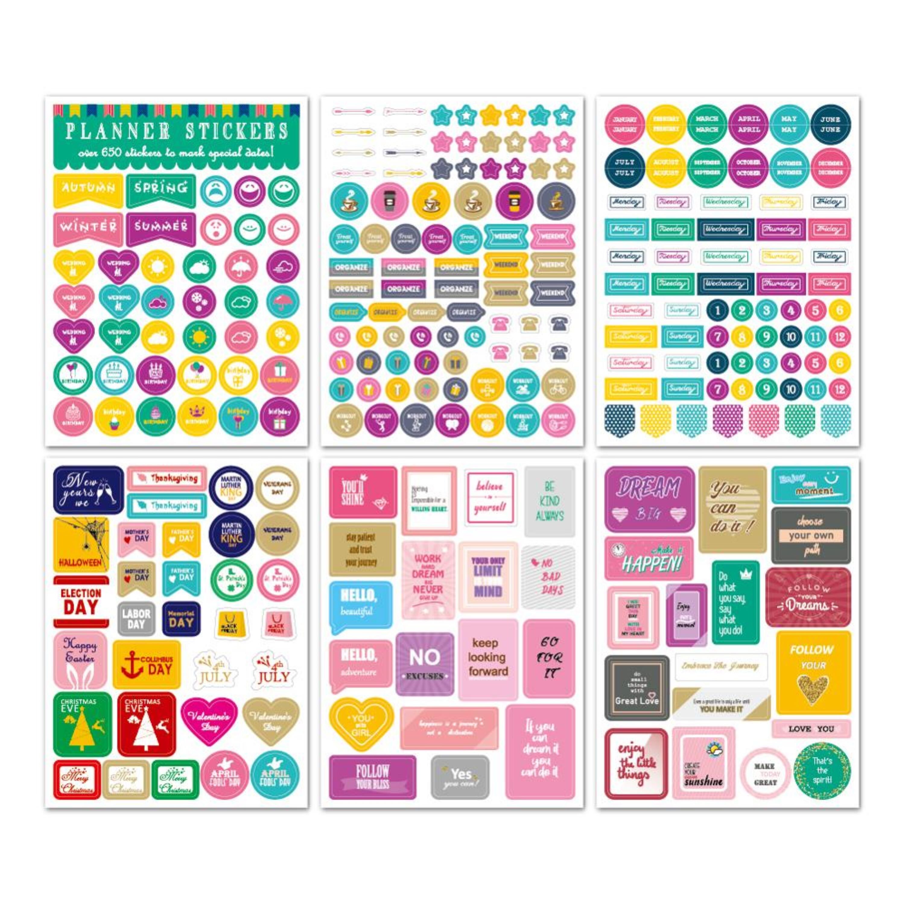  Ciieeo 25 Sets Calendar Index Sticker Planner Stickers