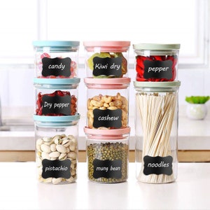 100 Label Jar Chalkboard Sticker with Erasable Chalk Marker Pen for Jar Bottle Blackboard Stickers Food Container Label image 1