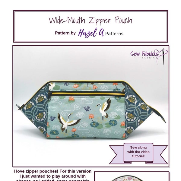 Wide Mouth Zipper Pouch PDF Pattern, PDF Project, Sewing Pattern